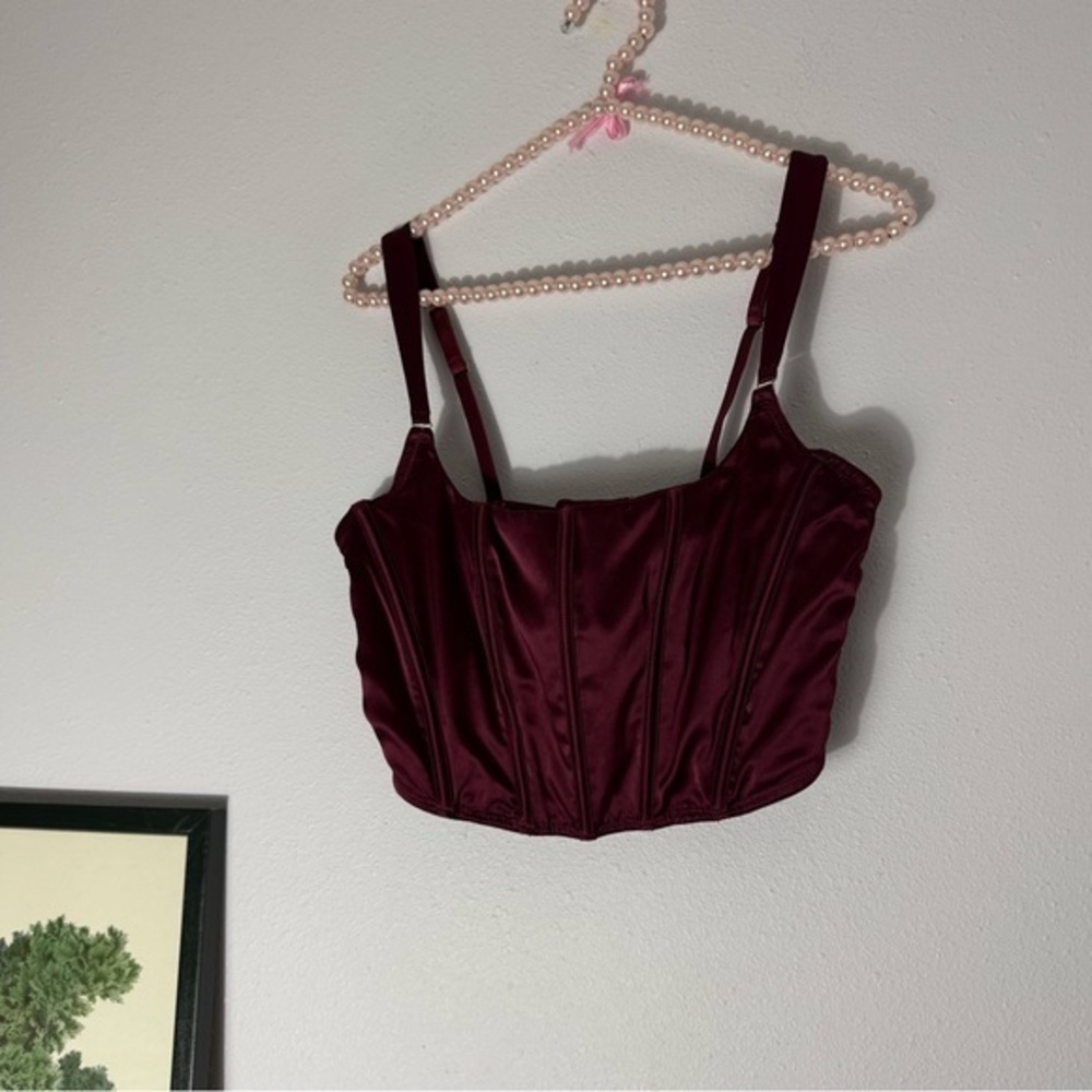 Auden burgundy wine cropped corset top size XL